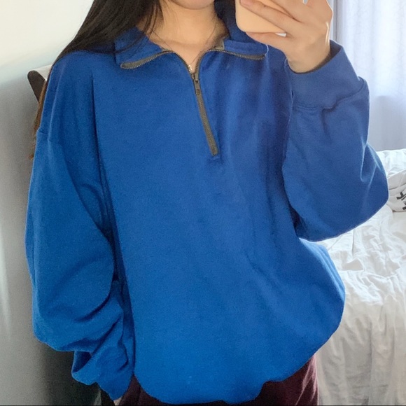 royal blue oversized quarter zip sweater - Picture 1 of 2